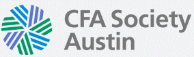 Logo of CFA Society Austin with a green and blue abstract symbol.