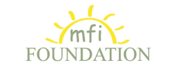 Logo of MFI Foundation with a sun design above the text.