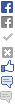 Four black icons representing a flag, checkmark, speech bubble, and speaker.