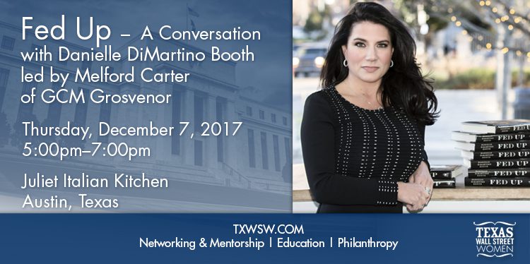 Event announcement featuring DiMartino Booth and Janet Carter on November 7, 2017.