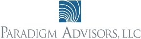 Logo with blue and white curved lines above text.