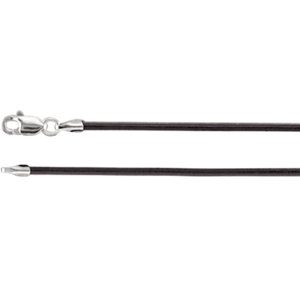 Black leather chain with silver clasps on both ends.