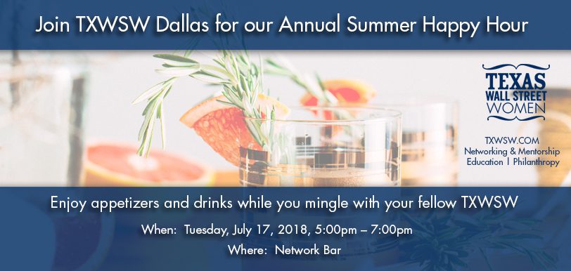 Invitation for a Dallas summer mixer with food and drinks at The Network Bar.