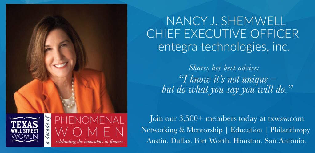 Promotional event flyer featuring Nancy J. Sh for women in business.