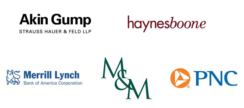 Logos of various law firms arranged in a grid format.