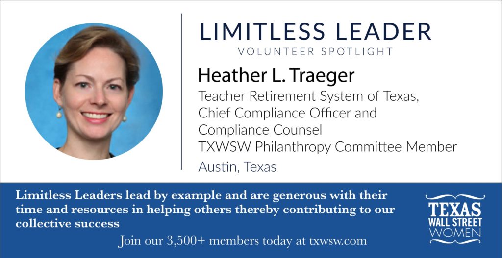 Volunteer spotlight on Heather L. Traeger, Chief Compliance Officer at TXWSH.