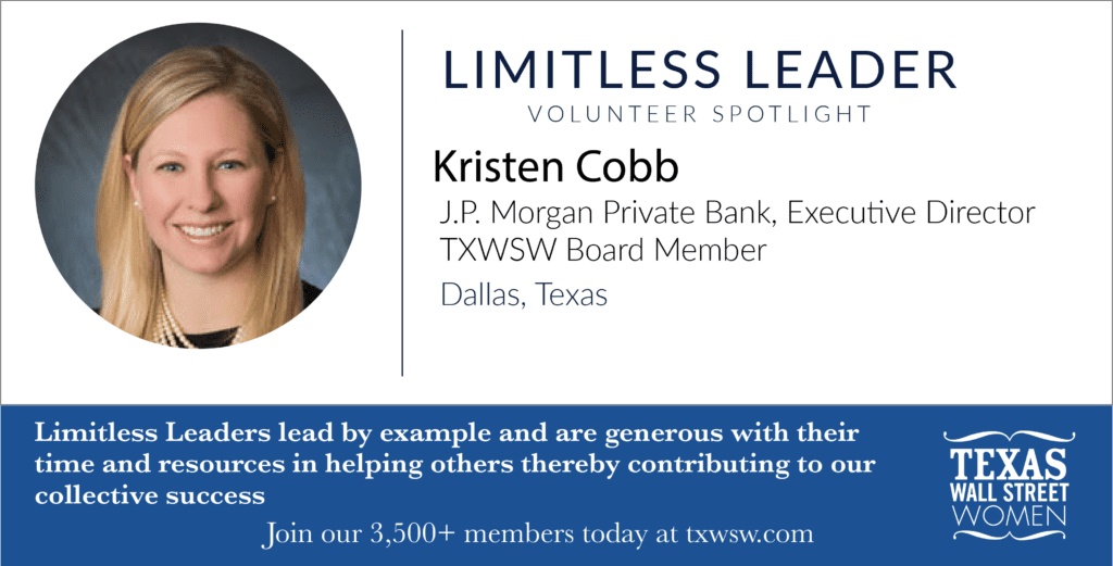 Portrait of Kristen Cobb, Executive at J.P. Morgan Private Bank and TXWSW Board Member.