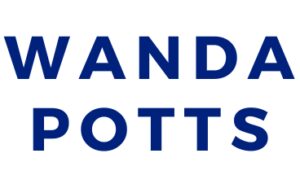A partial logo with bold blue text on a white background.