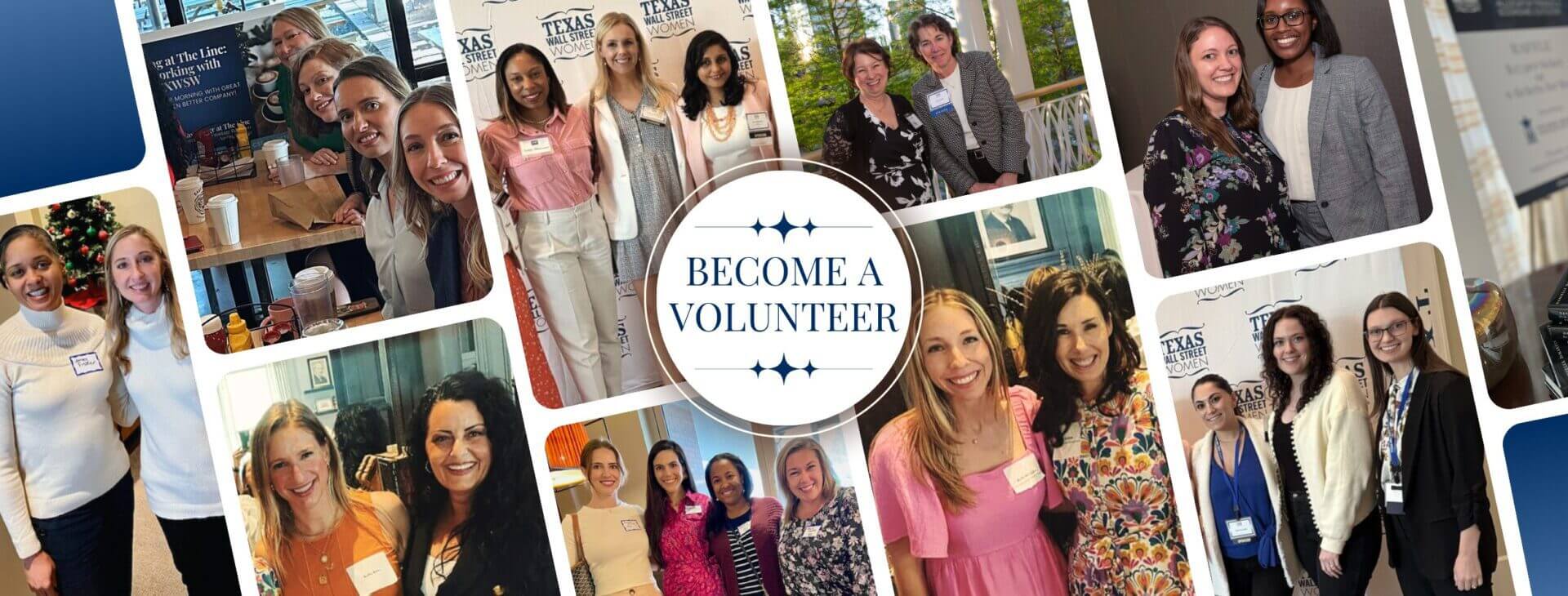 Collage of diverse women smiling and gathering, promoting volunteerism.