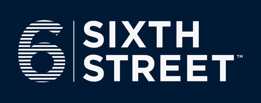 Sixth Street logo with striped number six.