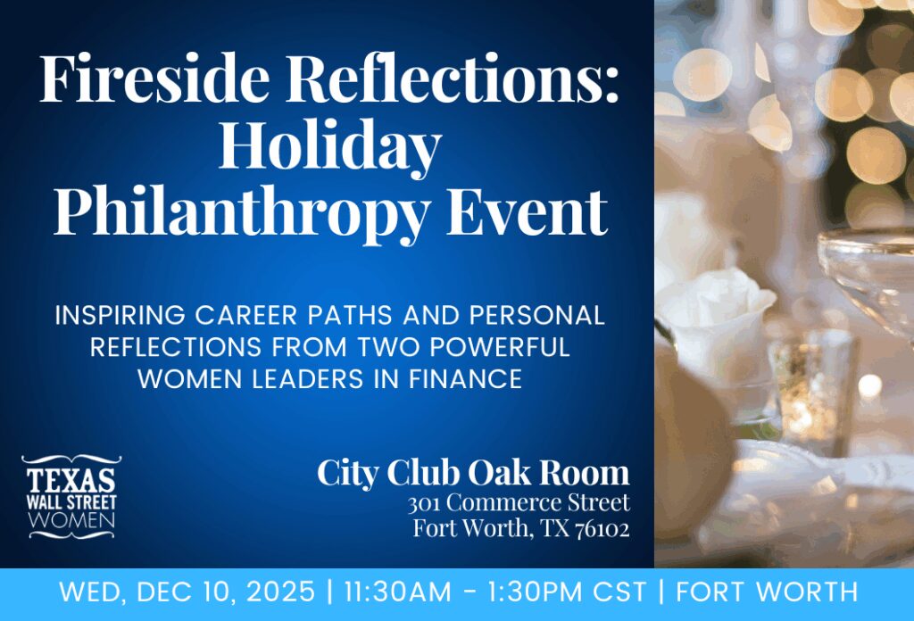 Event poster for holiday philanthropy discussion.