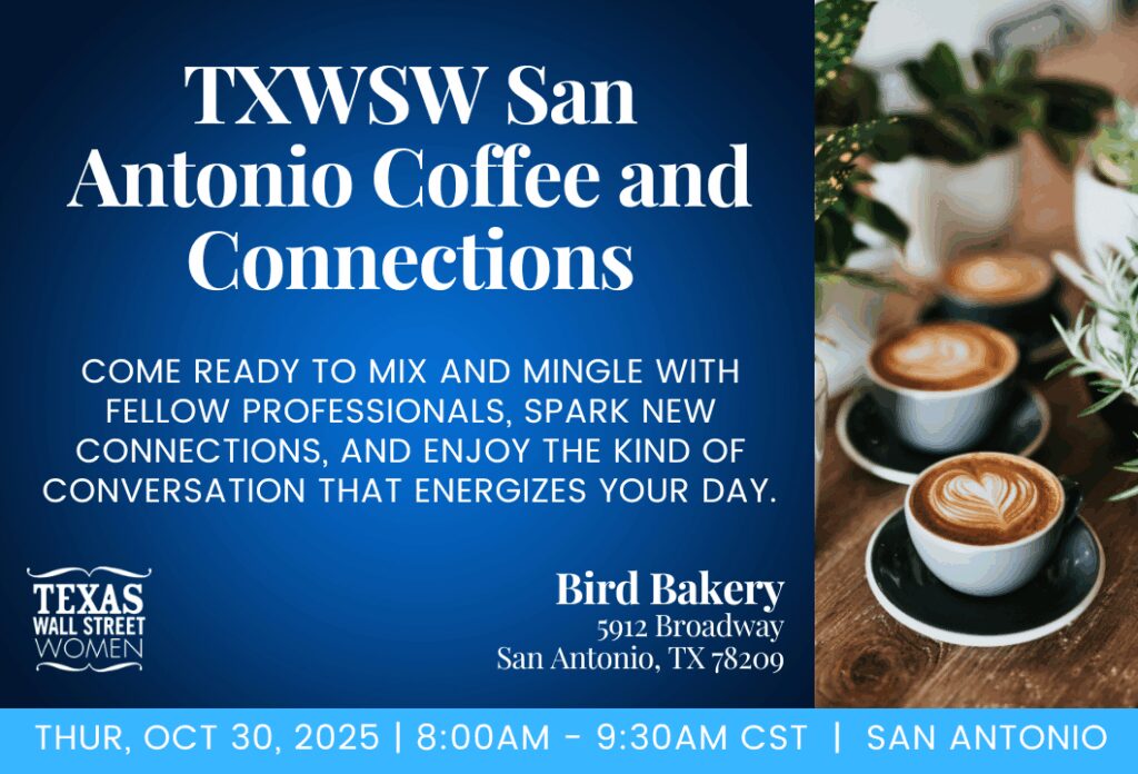 San Antonio coffee networking event invitation.