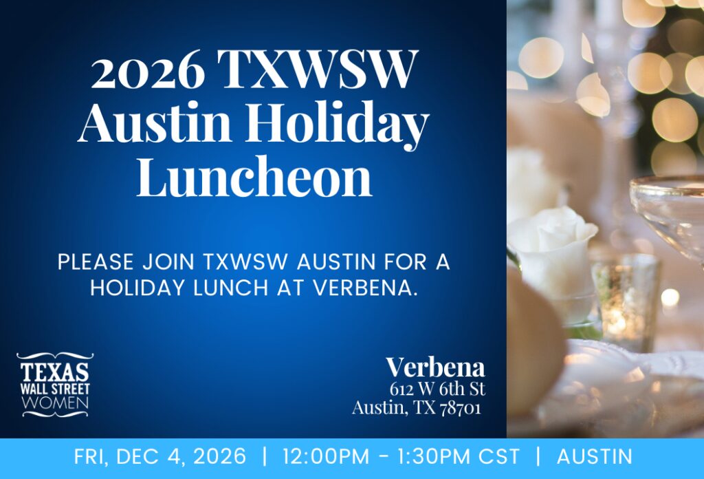 2026 TXWSW Austin Holiday Luncheon, Friday, December 4, 2026, at Verbena