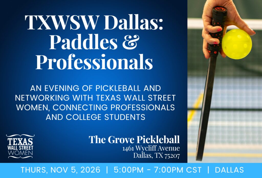 TXWSW Dallas: Paddles & Professionals, Thursday, November 5, 2026, at The Grove Pickleball
